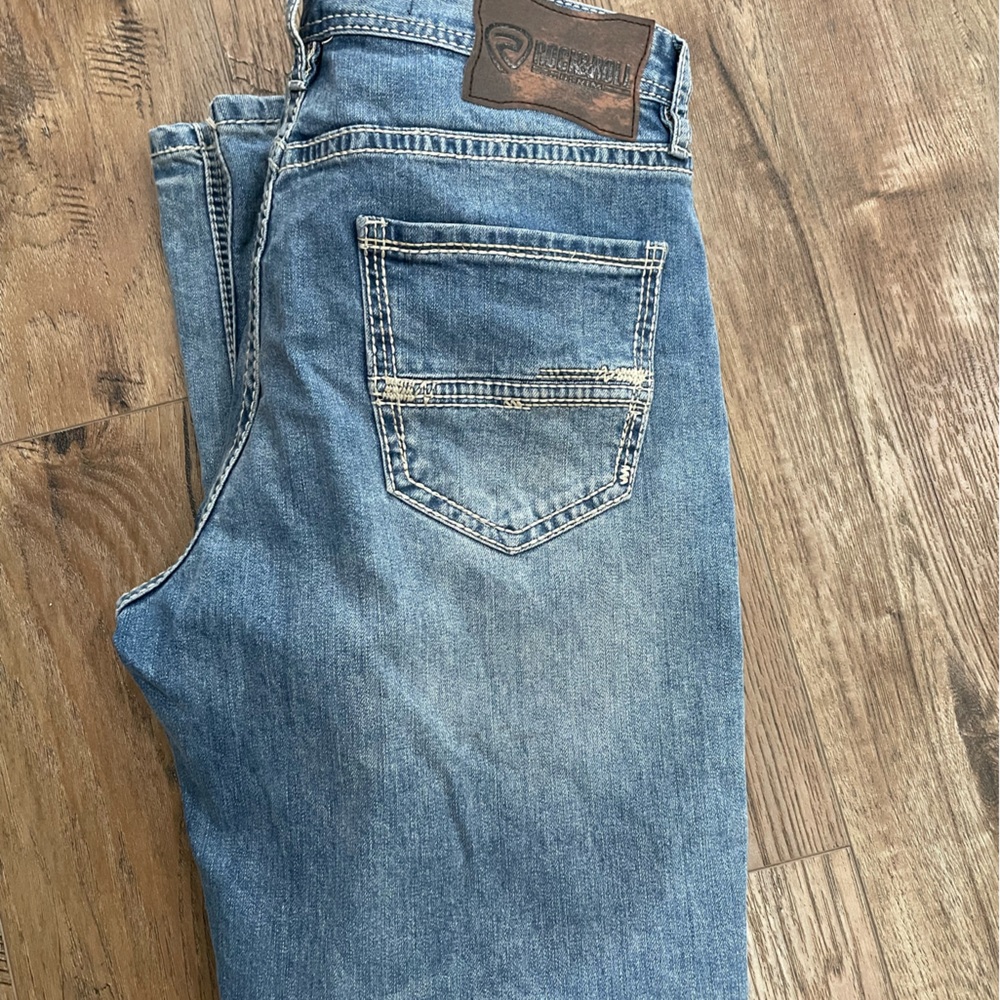 Rock & Roll Denim Double Barrel Stackable Relaxed Boot cut 34x32
